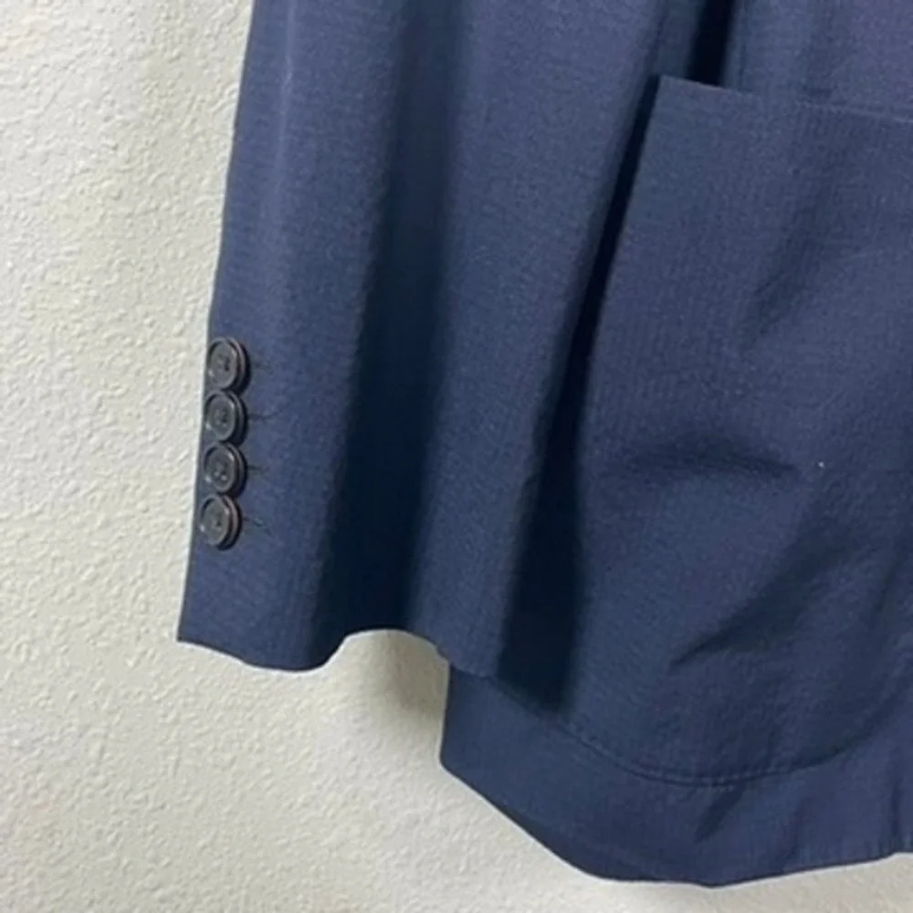 Ibiza‎ Blazer Navy Blue 42L Carini Wool Lycra Sports Coat Modern Preppy Office